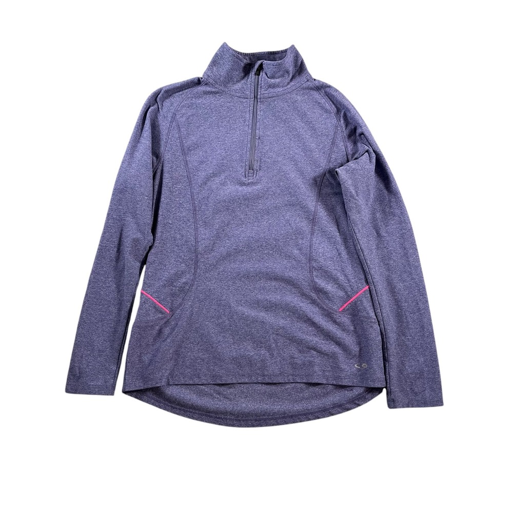 Champion Womens Purple Heathered 1/4 Zip Pullover Active Top Semi Fitted Size M